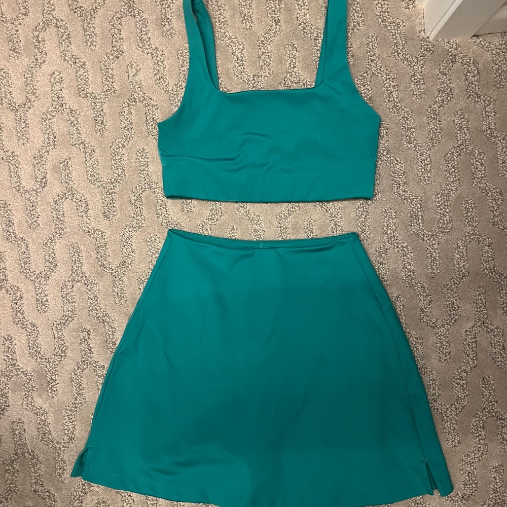 XS Set - Girlfriend Collective - Monaco Skort and Sports Bra - Green